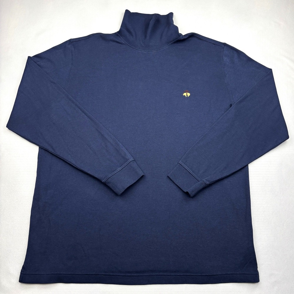Brooks Brothers 346 Mens XL Navy Blue 100% Cotton Long Sleeve Turtleneck Shirt